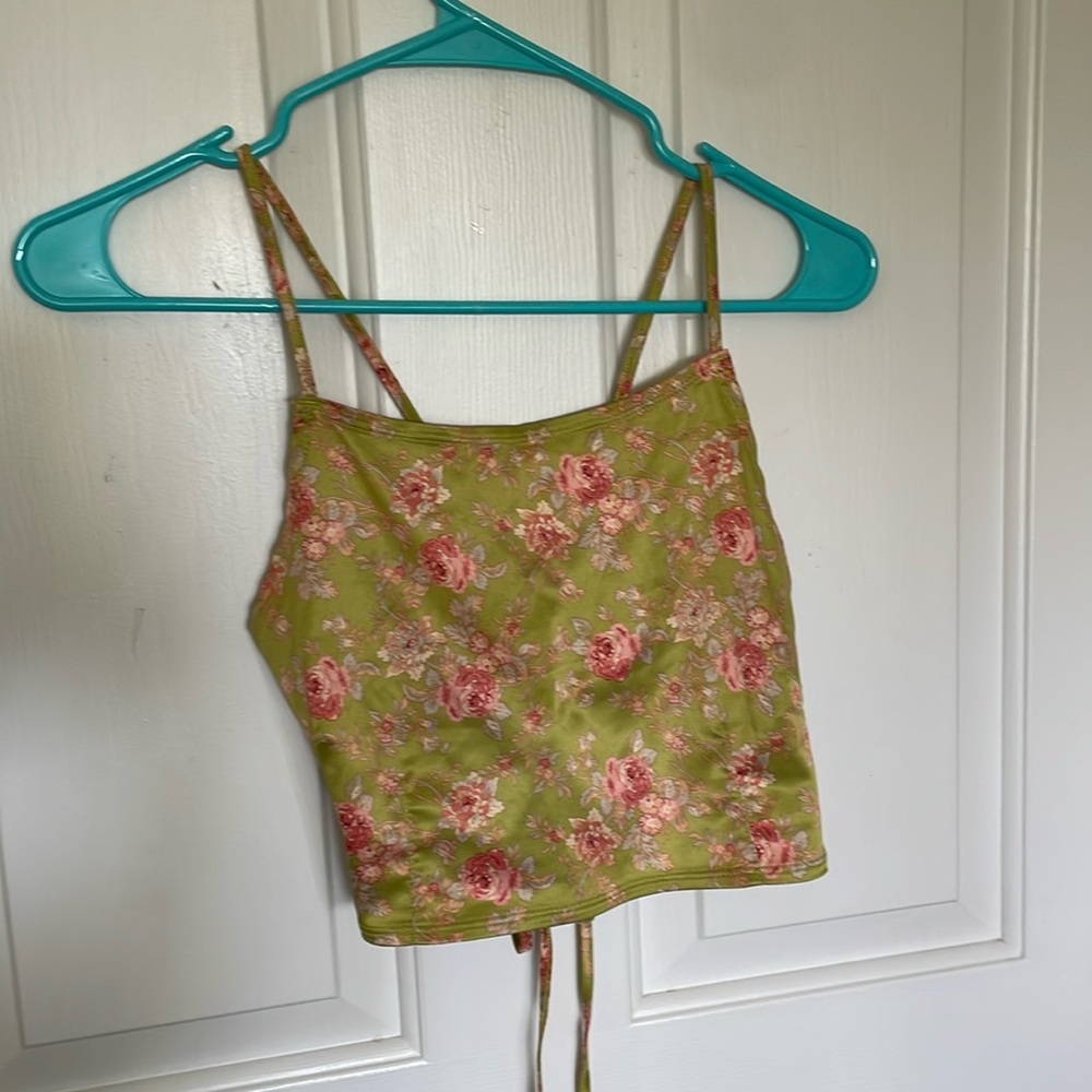 Y2K silk crop top with back ties. Worn a few times. Great condition.